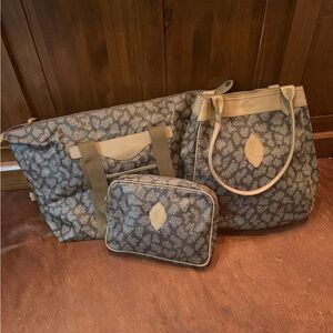 Yves Saint Laurent Brown Patterned Travel Bag Set